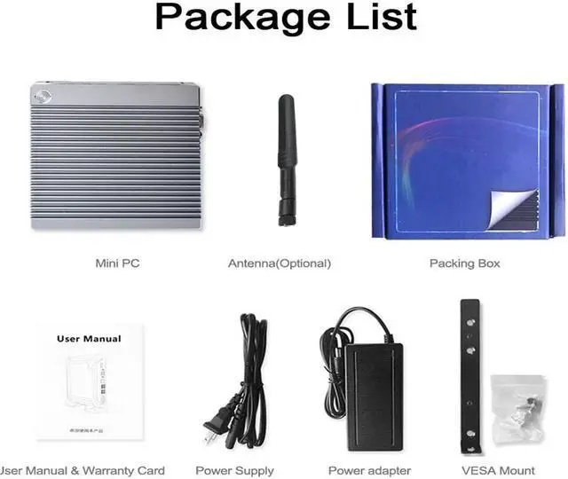 Alt view image 7 of 7 - Desktop Computer Fanless Mini PC Windows 10 OEM/Linux with Intel Celeron N2940 Quad Core CPU, Dual Lan, Dual HD Port, 8G RAM 240G SSD