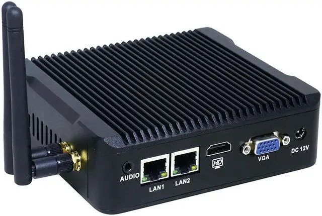 Alt view image 4 of 7 - Mini PC 2 LAN Port Intel Quad Core J1900 CPU 2.0GHz Fanless Computer for Windows 7 8 10 OS embedded 1*VGA 1*HD-MI 4G RAM 32G SSD