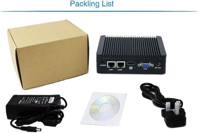 Alt view image 7 of 7 - Mini PC 2 LAN Port Intel Quad Core J1900 CPU 2.0GHz Fanless Computer for Windows 7 8 10 OS embedded 1*VGA 1*HD-MI 4G RAM 32G SSD