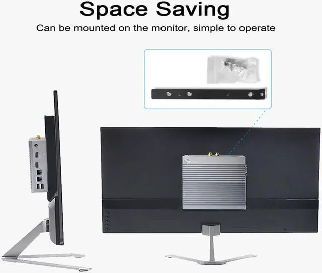 Alt view image 6 of 7 - Desktop Computer Fanless Mini PC Windows 10 OEM/Linux with Intel Celeron N2940 Quad Core CPU, Dual Lan, Dual HD Port, 8G RAM 240G SSD
