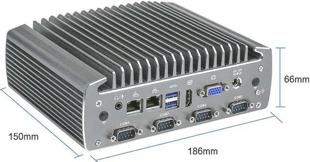 Alt view image 4 of 6 - Partaker Industrial Fanless Mini Computer Intel Core i3 6100U Dual Core 2 Lan Noiseless Mini PC Support 3G 4G SIM Card 8GB Ram 128GB SSD