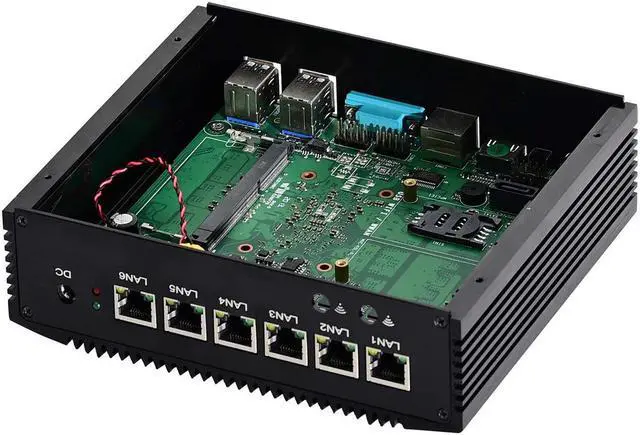 Alt view image 4 of 6 - Micro Firewall Appliance, Fanless Mini PC, OPNsense, Intel Core I5 8265U, VPN, Router PC, 6 x Intel 2.5GbE I225-V LAN, AES-NI, HDMI, SIM Slot, 8GB RAM, 512GB SSD