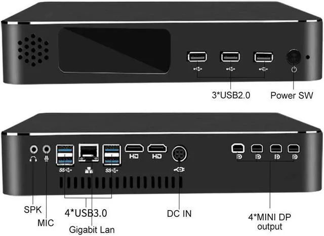 Alt view image 4 of 5 - Partaker Mini Desktop Computer,Gaming PC Intel 6 Core i5 9400F with P1000 4GB for Graphic Design, Video Editing, Modeling,8G DDR4/512G NVME SSD,4x Mini DP/Giga Lan/4x USB3.0/WiFi