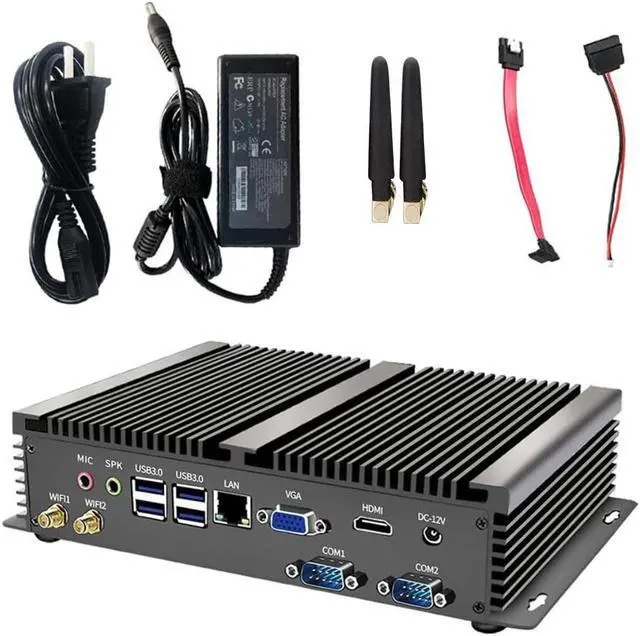 Alt view image 6 of 6 - Fanless Industrial PC, Mini Computer, Intel Core i3 6157U, Windows 10 Pro or Linux, 4GB Ram 128GB SSD, VGA, HDMI, 2*RS232 COM