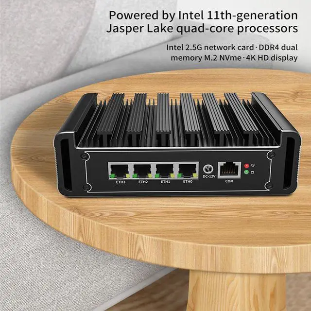 Alt view image 7 of 7 - 11th Gen Intel Core i5 1135G7 Fanless Mini PC 2.5G Soft Router 2xDDR4 NVMe Firewall Appliance 4 Intel i225 2500M Lan DP HD-MI pfSense Firewall 8GB RAM 512GB SSD