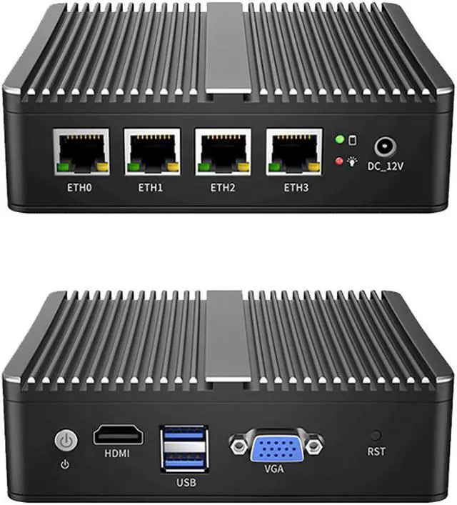 Alt view image 2 of 5 - Fanless Soft Router Intel Celeron J4125 Mini PC Quad Core 4x Intel i225 2.5G LAN HD-MI VGA pfSense Firewall Appliance ESXI AES-NI 8GB RAM 512GB SSD