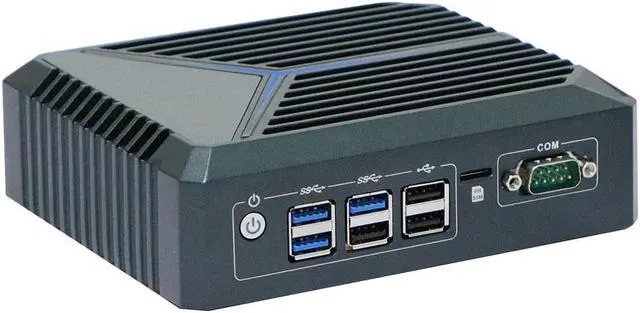 Alt view image 2 of 7 - Micro Firewall Appliance 3 Intel I225-V 2.5GbE NIC Ports, Fanless Mini PC, Intel Celeron J6412 Quad Core, Support AES-NI, TPM2.0 2xDP 1xHDMI 1xCOM 6xUSB, 16GB DDR4,512GB M.2 SSD