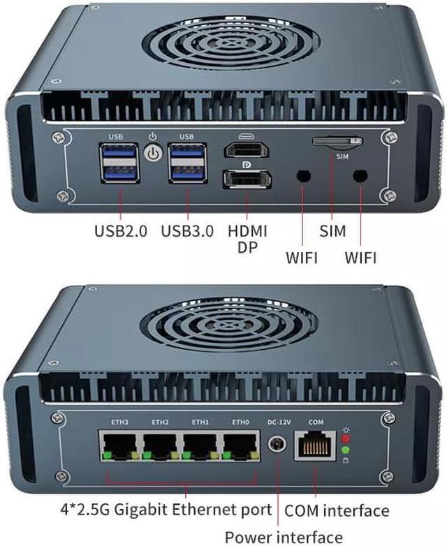 Alt view image 4 of 7 - Mini PC, Micro Firewall Appliance, VPN, Router PC, Intel N5105, 4 x Intel 2.5GbE I225-V LAN, AES-NI, Silent Fan, HD, DP, SIM Slot, Partaker H7-A, pfSense OPNsense, 8GB RAM 512GB SSD