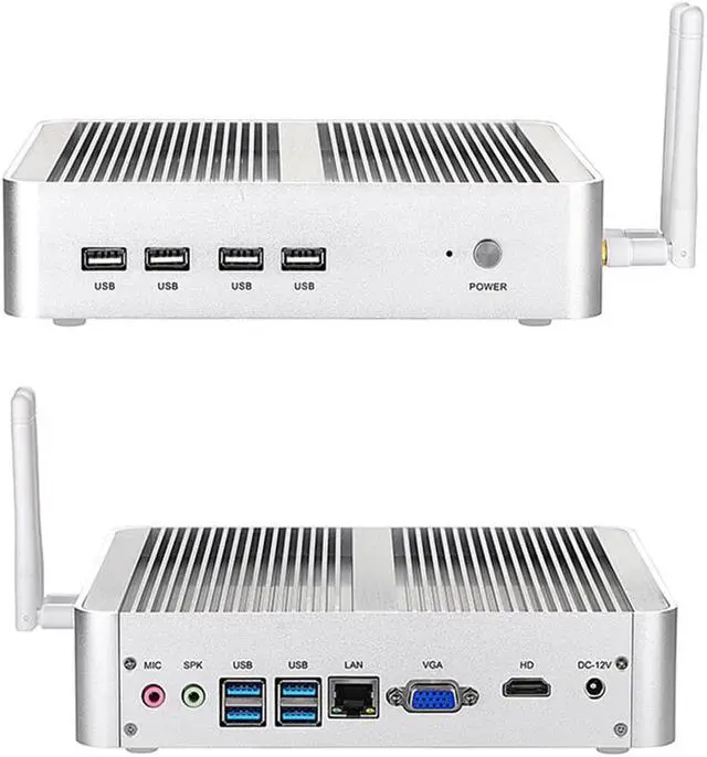 Alt view image 4 of 7 - Partaker Fanless Mini PC, Desktop Computer, HTPC, Intel Core i5 1235U 12th Gen 10 Cores CPU, 8G RAM 256G SSD Windows 11 Pro, VGA, HDMI, LAN, 4 x USB3.0, 4 x USB2.0, Kodi Box