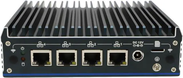 Main image of Mini PC, Micro Firewall Appliance, Mini Firewall Router, Celeron J6412, 4 x 2.5GbE I225-V B3, HDMI, DP, TPM2.0, Vesa Mount, AES-NI, SIM Slot, COM, Partaker C10, OPNsense, 4GB RAM 128GB SSD