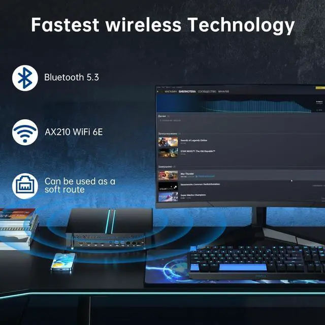 Alt view image 6 of 6 - Mini PC Gaming I9 13900F with GeForce RTX 4060TI 8G, Gaming Desktop Computer, Windows 11 Pro, 32G DDR4 RAM 2TB PCIe4.0 SSD, 2 x HDMI, 2 x DP, Dual Lan, WiFi6E/BT5.3, 8K, Four Display for Gaming Design