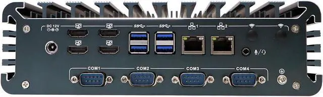 Alt view image 5 of 6 - Partaker Fanless Industrial PC, Mini Computer, IPC, Core I7 1255U, Windows 11 Pro, I15, 4 x HDMI, 2 x LAN, 4 x COM COM1/2 for RS232/RS485, TPM2.0, 8G RAM, 256G SSD