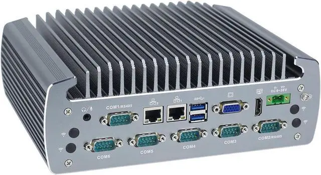 Alt view image 3 of 7 - Partaker Fanless Industrial Computer, IPC, I3 7100U, Windows 11 Pro, I18, HDMI, VGA, 2 x LAN, 6 x COM, 4PIN Phoenix, 10PIN GPIO Phoenix, 2 x SIM Slot, 9 to 36V, 8G RAM, 256G SSD - OEM