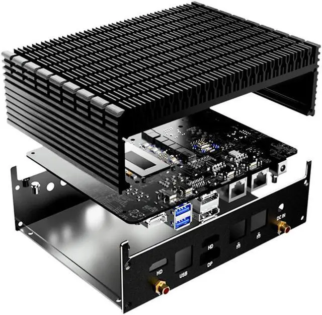 Alt view image 7 of 7 - Partaker Fanless Mini PC, Desktop Computer, 12th Gen I5 1235U, B11, Windows 11 or Linux, 2 x 2.5G LAN, 2 x HDMI 2.0, DP 1.4, Type-C Thunderbolt 4, 16GB DDR4 1TB SSD