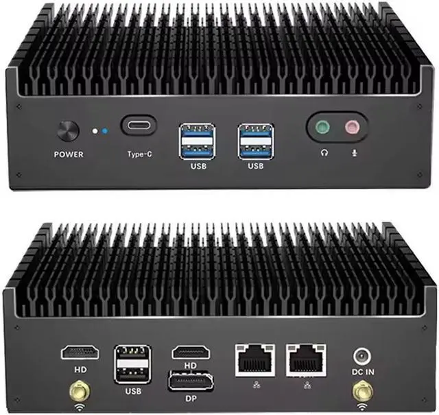 Alt view image 5 of 7 - Partaker Fanless Mini PC, Desktop Computer, 12th Gen I5 1235U, B11, Windows 11 or Linux, 2 x 2.5G LAN, 2 x HDMI 2.0, DP 1.4, Type-C Thunderbolt 4, 16GB DDR4 1TB SSD