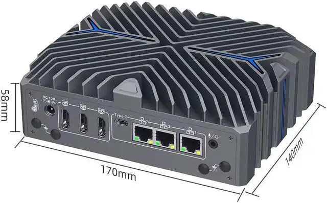 Alt view image 5 of 6 - Partaker Fanless Mini PC, Desktop Computer, 14th Gen Core Ultra 5 125U, N8, Windows 11, 3 x HDMI, 1 x Type-C, 2 x COM RS232/485, SIM Slot, 3 x i226-V 2.5Gbe Lan, 16GB RAM 512GB SSD