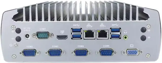 Alt view image 2 of 5 - Partaker Fanless Mini PC, Industrial Computer, Windows 11 Pro or Linux Ubuntu, I3 6100T, I20, 2 x LAN, 1 x VGA, 1 x HDMI, 6 x COM, 10 x USB, 1 x CAN, 8G RAM, 256G SSD