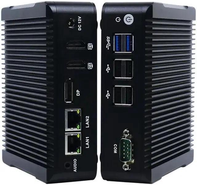 Alt view image 5 of 7 - Partaker Fanless Mini PC, Mini Computer, Windows 10 or Linux Ubuntu, N3700 J3710, N5, COM, 2 x LAN, DP, 2 x HDMI, SIM Slot, Vesa Mount, WOL, PXE, WDT Supported, 4G RAM, 128G SSD