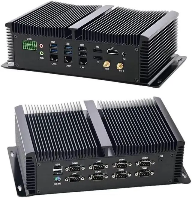 Alt view image 4 of 6 - Partaker Industrial Computer, IPC, Fanless Mini PC, Windows 11 / Linux Ubuntu, I5 1335U, I6, 8 x COM, PS/2, 4 x USB3.0, 4 x USB2.0, GPIO, 3 x LAN, 2 x HDMI, DP, 16G RAM 512G SSD