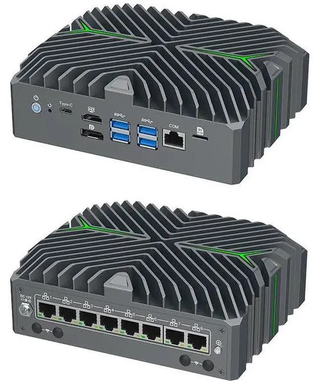Alt view image 4 of 7 - Partaker Micro Firewall Appliance, Firewall Mini PC, OPNsense, VPN, Industrial Mini PC, Ultra 5 125U, H11, 8 x 2.5G Lan, DP, HD, Type-C, RJ45 COM, DC 12V, 8G RAM, 128G SSD - OEM