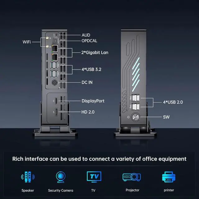 Alt view image 5 of 6 - Partaker Mini Gaming PC, Small Desktop Computer, Core i5 12400F, Win 11 Pro, 32G DDR5 1TB PCIE4.0 SSD, B20, GeForce GTX1650 4G, Dual LAN, Dual Display, 4K Output