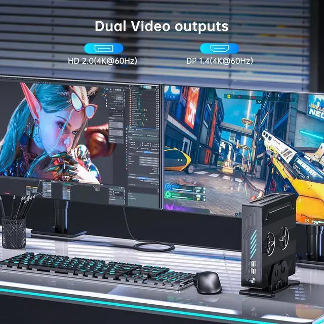 Alt view image 2 of 6 - Partaker Mini Gaming PC, Small Desktop Computer, Core i5 12400F, Win 11 Pro, 32G DDR5 1TB PCIE4.0 SSD, B20, GeForce GTX1650 4G, Dual LAN, Dual Display, 4K Output