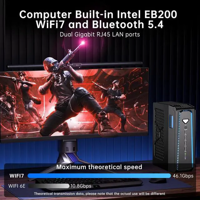 Alt view image 4 of 7 - Partaker Mini Gaming PC, Liquid-Cooled PC, Desktop Computer, Core i5 14400F, GeForce RTX4060Ti 8G, 32GB DDR5 1TB M.2 PCIE4.0 SSD, Four Display, 8K@60Hz Outputs, Dual LAN, WiFi7/BT5.4