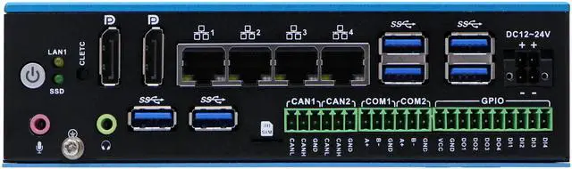Alt view image 5 of 7 - Partaker Mini Industrial PC, Book Style PC, I5 1235U, I37, 4 x LAN, 2 x DP, 6 x USB, 2 x RS485, 8 Bit Isolated GPIO, 12-24V DC, 8G RAM, 128G SSD
