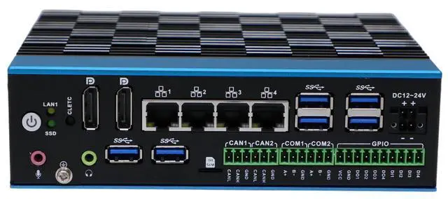 Alt view image 4 of 7 - Partaker Mini Industrial PC, Book Style PC, I5 1235U, I37, 4 x LAN, 2 x DP, 6 x USB, 2 x RS485, 8 Bit Isolated GPIO, 12-24V DC, 8G RAM, 128G SSD