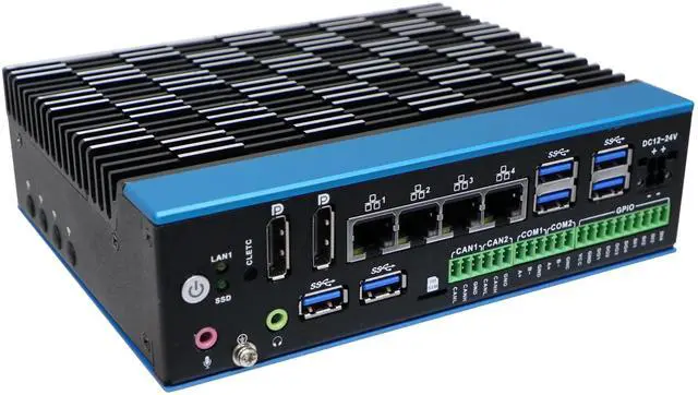 Main image of Partaker Mini Industrial PC, Book Style PC, I5 1235U, I37, 4 x LAN, 2 x DP, 6 x USB, 2 x RS485, 8 Bit Isolated GPIO, 12-24V DC, 8G RAM, 128G SSD