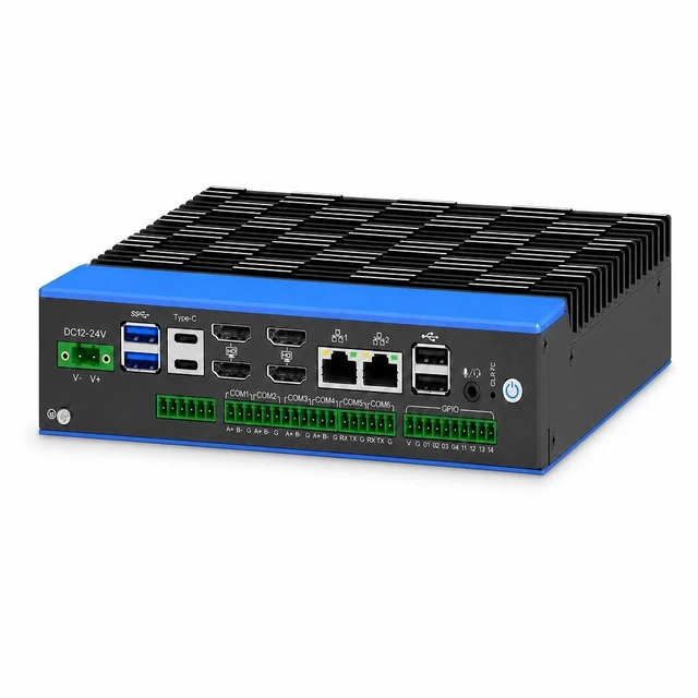 Main image of Partaker Industrial Computer, Mini PC, IPC, Ultra 5 125U, I38-A, 4 x HDMI, 2 x TYPE-C, 2 x 2.5G LAN, Isolated GPIO, 6 x COM, DC 12-24V, 8G RAM, 256G SSD