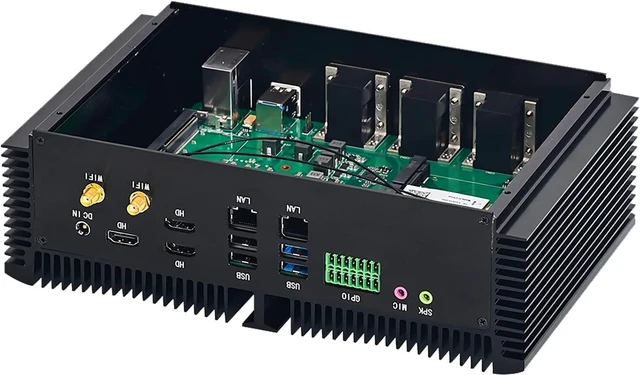 Alt view image 4 of 4 - Partaker Fanless Industrial Computer, IPC, Mini PC, I7 10870H 10875H 10850H, I6, 2 x LAN, 3 x HDMI, 6 x COM, PS/2, 4 x USB3, 4 x USB2.0, GPIO, 8G RAM, 256G SSD
