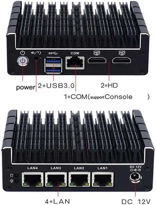 Alt view image 2 of 6 - Partaker Fanless Soft Router 4 Ports, Firewall Micro Appliance, Mini PC Intel J3160 Quad Core, AES-NI, 4GB RAM, 32GB mSATA SSD