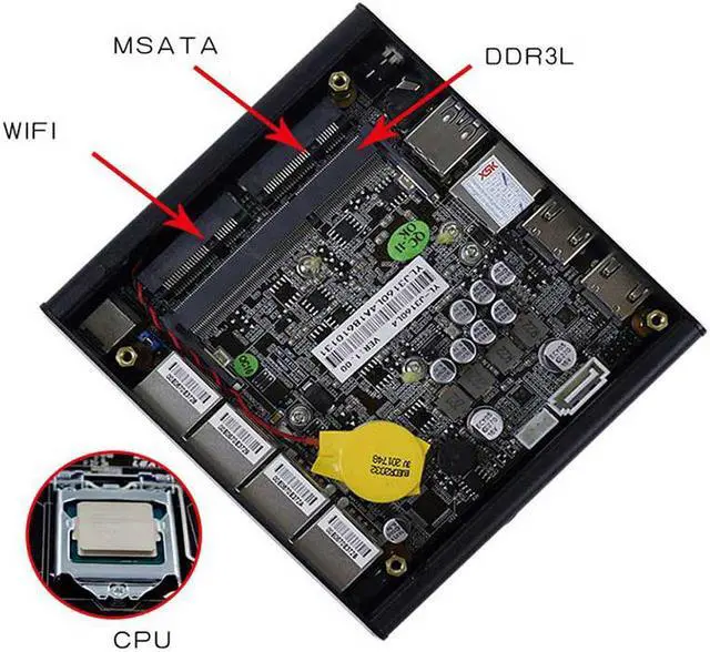 Alt view image 3 of 6 - Partaker Fanless Soft Router 4 Ports, Firewall Micro Appliance, Mini PC Intel J3160 Quad Core, AES-NI, 2GB RAM, 32GB mSATA SSD