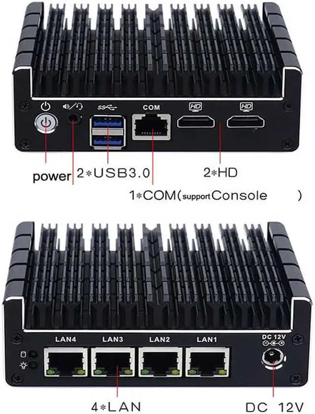 Alt view image 2 of 6 - Partaker Fanless Soft Router 4 Ports, Firewall Micro Appliance, Mini PC Intel J3160 Quad Core, AES-NI, 4GB RAM, 64GB mSATA SSD