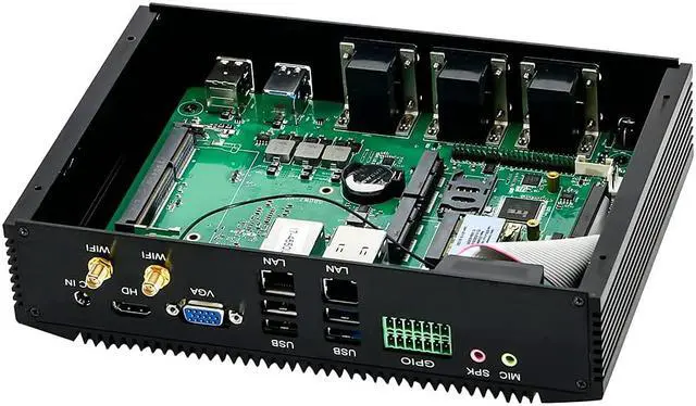 Alt view image 3 of 7 - Partaker Fanless Industrial PC,Mini Desktop Computer with Intel Core I7 4500U Dual Core CPU, 4GB Ram 128GB SSD,6xCOM, 4xUSB 3.0, 4xUSB 2.0, 2xLAN, GPIO, HD Port, VGA, Wi-Fi, Windows 10 Pro