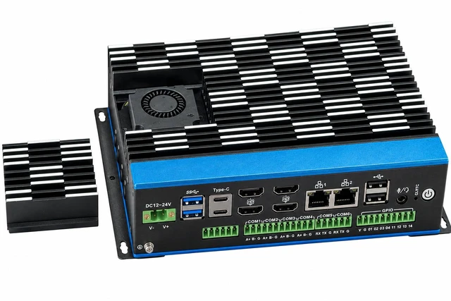 Main image of Partaker Industrial Computer, Mini PC, IPC, Ultra 5 125U, I38-A, 4 x HDMI, 2 x TYPE-C, 2 x 2.5G LAN, Isolated GPIO, 6 x COM, DC 12-24V, 32G RAM, 1TB SSD