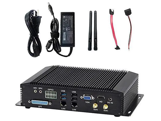 Alt view image 4 of 5 - Partaker Fanless Industrial PC,Mini Desktop Computer with Intel Core i5 7200U Dual Core CPU, 4GB Ram 128GB SSD,6xCOM, 4xUSB 3.0, 4xUSB 2.0, 2xLAN, GPIO, LPT, HD Port, VGA, Wi-Fi, PS/2,Windows 10 Pro
