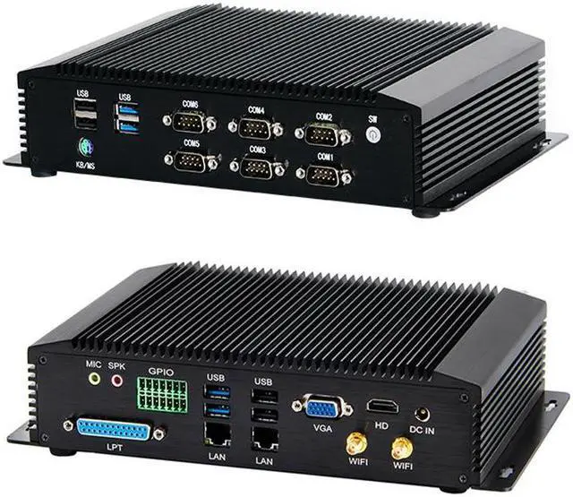 Main image of Partaker Fanless Industrial PC,Mini Desktop Computer with Intel Core i5 7200U Dual Core CPU, 4GB Ram 128GB SSD,6xCOM, 4xUSB 3.0, 4xUSB 2.0, 2xLAN, GPIO, LPT, HD Port, VGA, Wi-Fi, PS/2,Windows 10 Pro