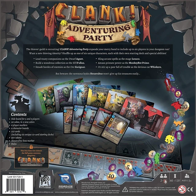Alt view image 2 of 4 - CLANK! Adventuring Party Fantasy Character Expansion Pack Board Game Renegade Studios RGS2130
