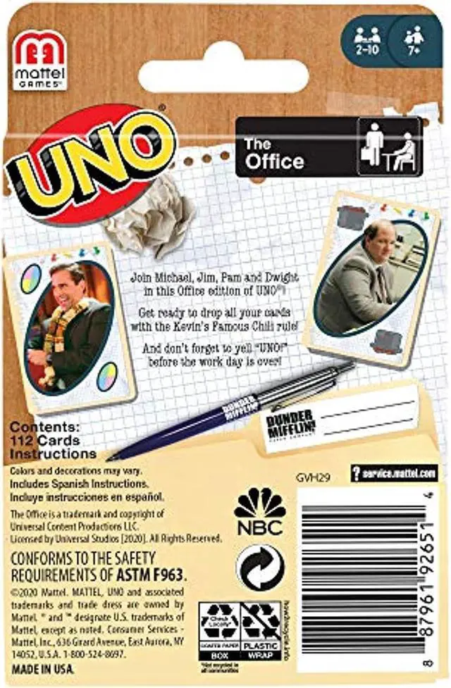 Alt view image 3 of 7 - UNO: The Office ?UNO Card Game with 112 Cards & Instructions, Gift for Kid, Adult or Family Game Night, Ages 7 Years & Older???? Mattel, Inc.