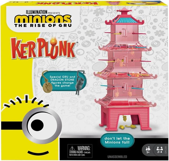 Alt view image 2 of 3 - mattel kerplunk kids game featuring illumination's minions: the rise of gru with minions game pieces and pagoda tower, gift for 5 year olds and up