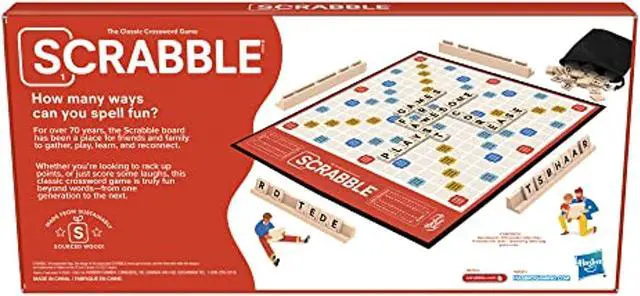 Alt view image 5 of 8 - F4204 Scrabble Board Game, Classic Word Game for Kids Ages 8 and Up, Fun Family Game for 2-4 Players, The Classic Crossword Game Hasbro