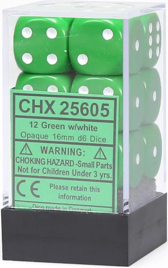 Alt view image 2 of 5 - D6 16mm Green w/White (12) MINT/New