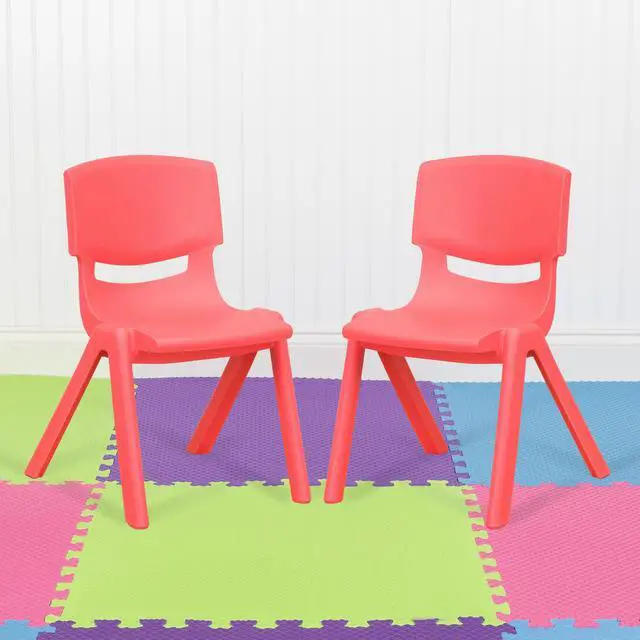 Main image of 2 Pack Red Plastic Stackable School Chair with 12" Seat Height