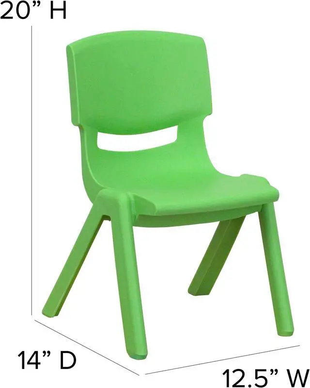 Alt view image 7 of 20 - 2 Pack Green Plastic Stackable School Chair with 10.5'' Seat Height