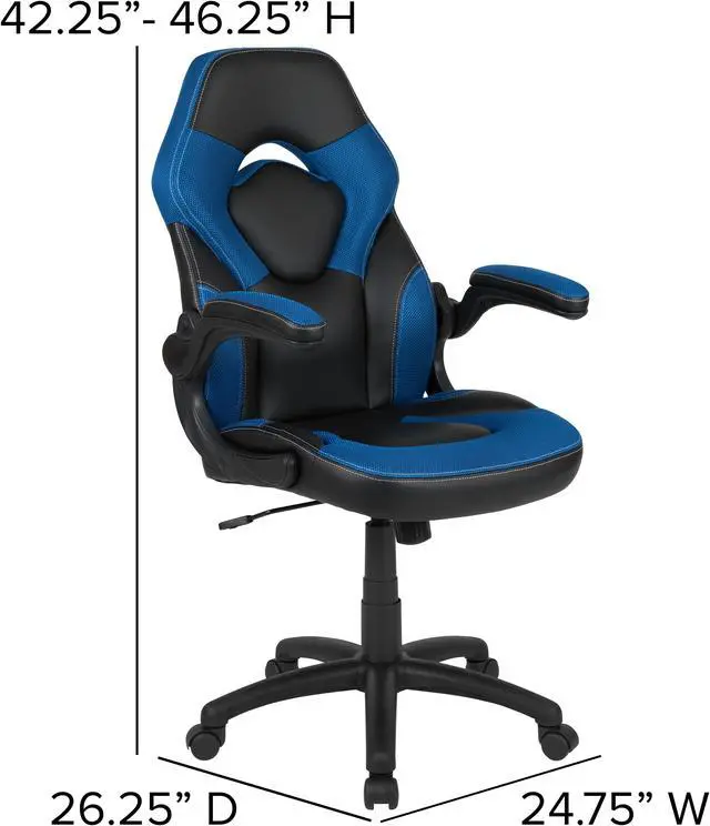 Alt view image 13 of 20 - Flash Furniture Red Computer Gaming Desk and Blue, Black Racing Chair Set with Cup Holder and Headphone Hook