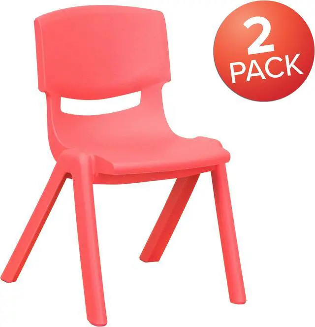 Alt view image 2 of 20 - 2 Pack Red Plastic Stackable School Chair with 12" Seat Height