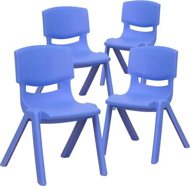 Alt view image 3 of 13 - 4 Pack Blue Plastic Stackable School Chair with 12'' Seat Height