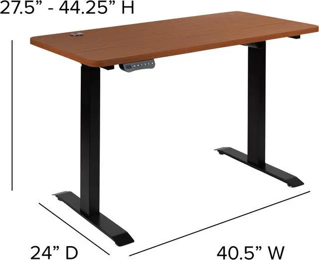 Alt view image 12 of 20 - Flash Furniture 24"D x 48"W Electric Height Adjustable Stand Up Computer Desk - Mahogany